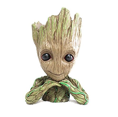 Product Cover Pinsjar 15cm Kawaii Polyresin Flowerpot Tree Baby Groot Succulent Planter Cute Green Plants Flower Pot with Hole Pen Pot Best New Year Gifts For Kids