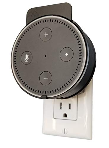 Product Cover Dot Genie Deluxe Mount for Amazon Echo Dot 2nd Generation Alexa: The Simplest and Cleanest High-End Outlet Wall Mount Hanger Stand for Kitchen and Bathroom Speakers (Black)