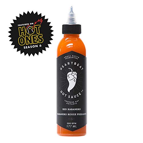 Product Cover Heartbeat Hot Sauce - Red Habanero, 6 oz. - Small Batch & Handmade, Vegan, Gluten Free, Preservative Free, Featured on Hot Ones!