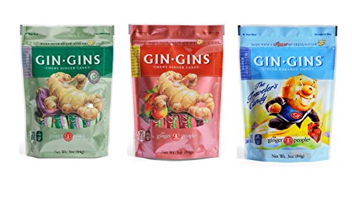 Product Cover Gin Gins Gluten Free Vegan Ginger Candy 3 Flavor Variety Bundle, 1 each: Original, Spicy Apple, Super Strength (3 Ounces)