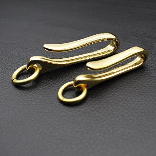 Product Cover PPFISH Solid Brass U Hook Key Loop Pocket Clip with Ring, Simple Style Car Keychain for Men Women (Pack of 2) (Brass Hook)
