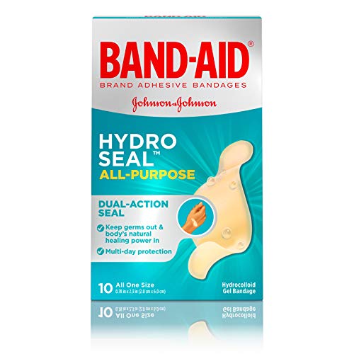 Product Cover Band-Aid Brand Hydro Seal Waterproof All Purpose Adhesive Bandages for Wound Care or Blisters, 10 ct