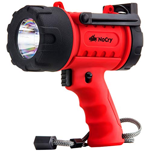 Product Cover NoCry 18W Waterproof Rechargeable Flashlight (Spotlight) with 1000 Lumen LED, Detachable Red Light Filter, Wall and Car Charger Attachments, Red