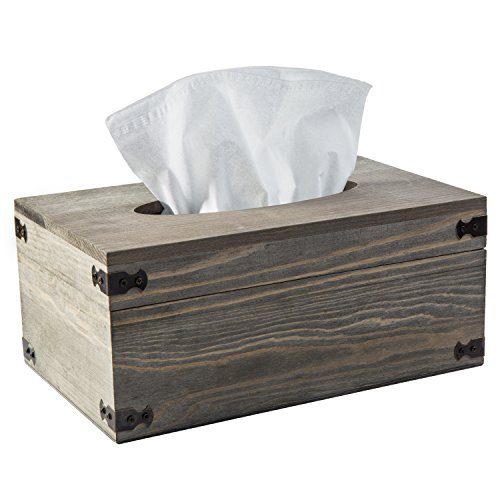 Product Cover MyGift Distressed Wood Tissue Box Holder with Hinged Lid