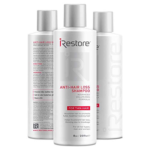 Product Cover iRestore Anti-Hair Loss Shampoo with Amino Acids, Aloe Vera, and Other Essential Nutrients - For Balding & Thinning Hair - For Men and Women (8oz / 237ml) - 3 Pack