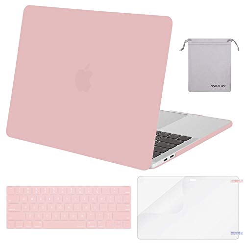 Product Cover MOSISO MacBook Pro 13 inch Case 2019 2018 2017 2016 Release A2159 A1989 A1706 A1708, Plastic Hard Shell &Keyboard Cover &Screen Protector &Storage Bag Compatible with MacBook Pro 13, Rose Quartz