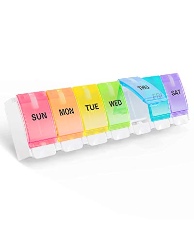 Product Cover BUG HULL Pill Organizer, Easy to Open Weekly Pill Box, 7 Day Pill Case Pop Open for Vitamins, Fish Oils, Supplements