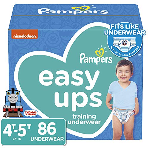 Product Cover Pampers Easy Ups Pull On Disposable Potty Training Underwear for Boys, Size 6 (4T-5T), 86 Count, Giant Pack