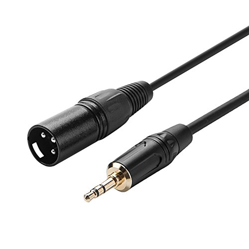 Product Cover 3.5mm to XLR, CableCreation 3 Feet 3.5mm (1/8 Inch) TRS Stereo Male to XLR Male Cable Compatible with iPhone, iPod, Tablet,Laptop and More.Black
