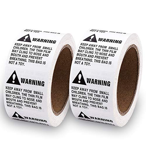 Product Cover Suffocation Warning Label Stickers FBA Approved Shipping and Packing Supplies Poly Bag and Plastic Bag Must Need Labels Risk of Suffocation pre-Printed 2