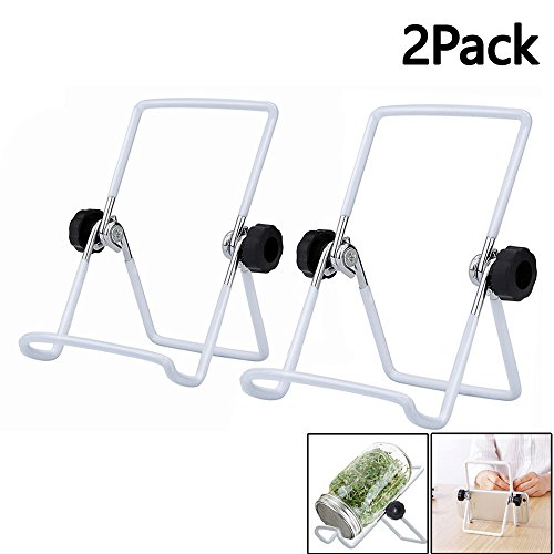 Product Cover Stainless Steel Sprouting Stands, Sprouting Holder for 32 OZ Mason Jar Lid Holder. Used to make Sprouts, Broccoli, Lentil Seeds. Also Used to Phone iPad Tablet Stand. Not Include Jar. White, 2 Pack