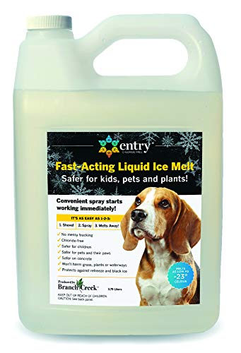 Product Cover Branch Creek Entry Chloride-Free, Non-Toxic, Liquid Snow and Ice Melt Safer for Pets, Plants, Floors, Concrete, Sidewalks, and Metal for Residential or Commercial Use (1 Gallon)