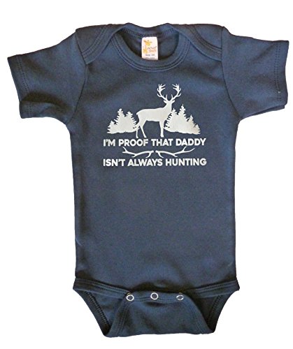 Product Cover RoyalT Wardrobe Proof Daddy Isn't Always Hunting Deer Navy Bodysuit, 100% Cotton, Short Sleeve, White Text