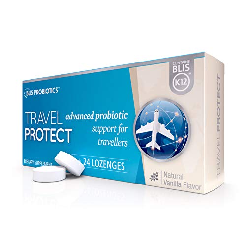 Product Cover BLIS TravelProtect with High Potency BLIS K12, 2.5 Billion CFU Oral Probiotic to Support Your Throat Health & Immunity While Travelling or Flying, Sugar-Free, 24 Lozenges
