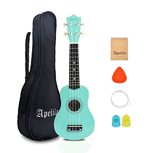 Product Cover Apelila 21 inch Soprano Ukulele Acoustic Mini Guitar Musical Instrument with Bag, Pick, Strings, for Kid, Children,Amateur (Seafoam Green)