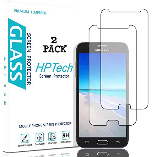 Product Cover HPTech Galaxy J3 2017 Screen Protector - (2-Pack) [Japan Tempered Glass] for Samsung Galaxy J3 Luna Pro/ J3 Prime/ J3 Emerge/ J3 Eclipse Easy to Install with Lifetime Replacement Warranty
