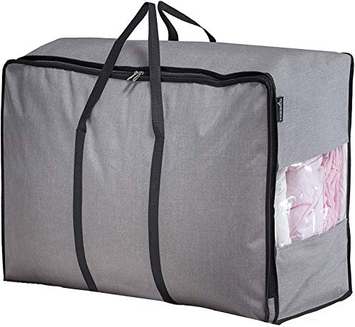 Product Cover MISSLO Water Resistant Thick Over Size Storage Bag, Folding Organizer Bag, Under Bed Storage, College Carrying Bag for Bedding Comforters, Blanket, Clothes (Grey)