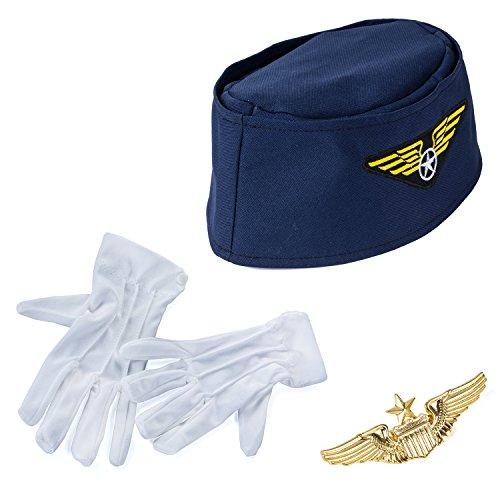 Product Cover Tigerdoe Stewardess Hat - Flight Attendant Costume - Air Hostess - Cabin Crew - 3 Pc - Women's Costumes