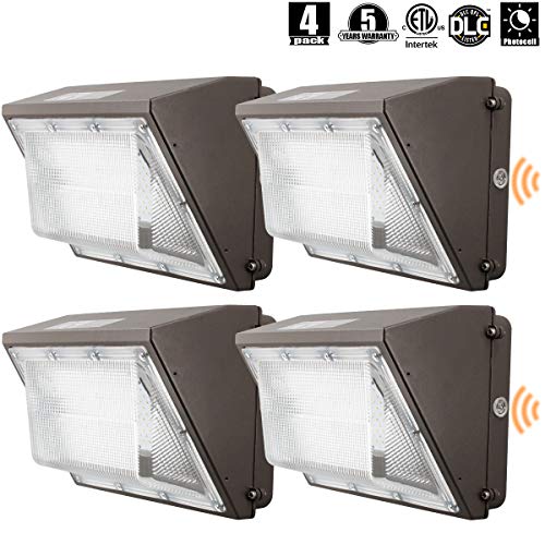 Product Cover OOOLED LED Wall Pack Light(IncludePhotocell Dusk-to-Dawn Waterproof)，60W 7000LM,120-277V 5000K Daylight DLC cETLus-Listed 2500-450W MH/HPS Replacement, Outdoor/Entrance (5-Year Warranty) 4pk (5000K)