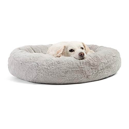 Product Cover Best Friends by Sheri Luxury Faux Fur Donut Cuddler (23x23), Gray - Small Round Donut Cat and Dog Cushion Bed, Orthopedic Relief