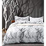 Product Cover Queen Bedding Duvet Cover Set White Marble, 3 Piece - 1000 - TC Luxury Hypoallergenic Microfiber Down Comforter Quilt Cover with Zipper Closure, Ties - Best Organic Modern Style for Men and Women