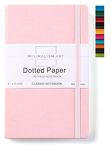 Product Cover Minimalism Art, Classic Notebook Journal, A5 Size 5 X 8.3 inches, Pink, Dotted Grid Page, 192 Pages, Hard Cover, Fine PU Leather, Inner Pocket, Quality Paper-100gsm, Designed in San Francisco