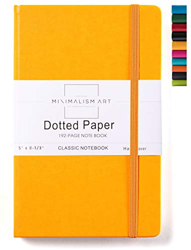Product Cover Minimalism Art, Classic Notebook Journal, A5 Size 5 X 8.3 inches, Yellow, Dotted Grid Page, 192 Pages, Hard Cover, Fine PU Leather, Inner Pocket, Quality Paper-100gsm, Designed in San Francisco