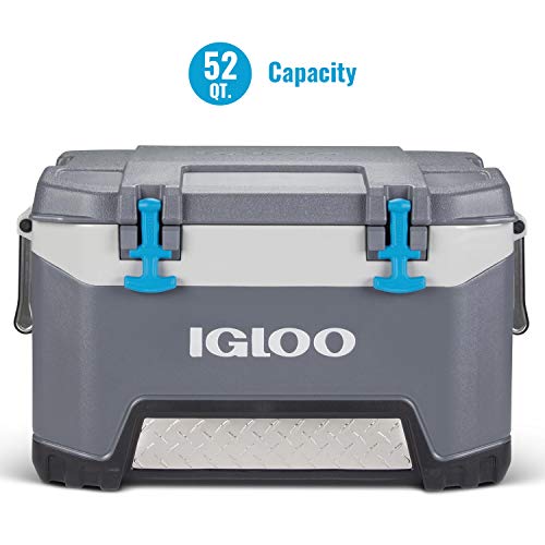 Product Cover Igloo BMX 52 Quart Cooler with Cool Riser Technology, Fish Ruler, and Tie-Down Points - 16.34 Pounds - Carbonite Gray and Blue
