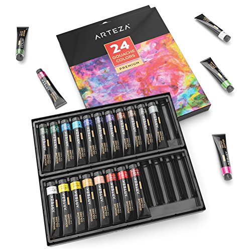 Product Cover ARTEZA Gouache Premium Artist Paints Set - 24 Colors (24 x 12 ml/0.74 US fl oz)