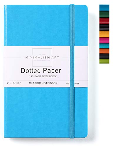Product Cover Minimalism Art, Classic Notebook Journal, A5 Size 5 X 8.3 inches, Blue, Dotted Grid Page, 192 Pages, Hard Cover, Fine PU Leather, Inner Pocket, Quality Paper-100gsm, Designed in San Francisco