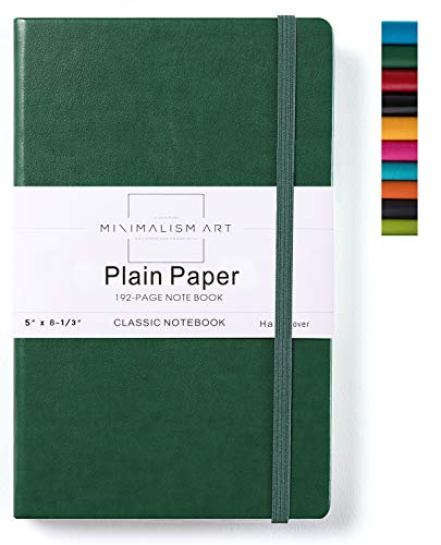 Product Cover Minimalism Art, Classic Notebook Journal, A5 Size 5 X 8.3 inches, Green, Plain Blank Page, 192 Pages, Hard Cover, Fine PU Leather, Inner Pocket, Quality Paper-100gsm, Designed in San Francisco