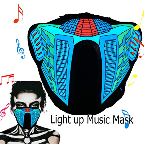 Product Cover ShineWorld Led Light up El Music Rave Face Halloween Party Sound Active Glow Noen Custome DJ Funny Hiphop Mardi Gras Guy Fawks Masquerade Flash Men Mask for Dancing.Riding.Skating.Party&Festival