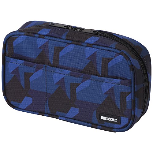 Product Cover LIHIT LAB Zipper Pen Case, 7.9 × 2 × 4.7 inches, Navy Camouflage (A7551-132)
