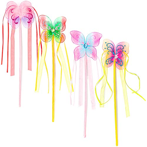 Product Cover Blue Panda Princess Fairy Butterfly Wands, Ballerina Birthday Party Favors (12 Pack)