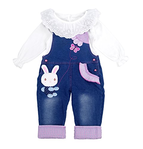 Product Cover Chumhey Little Girls & Baby 2-Piece Cute Overalls Jeans Clothing Set