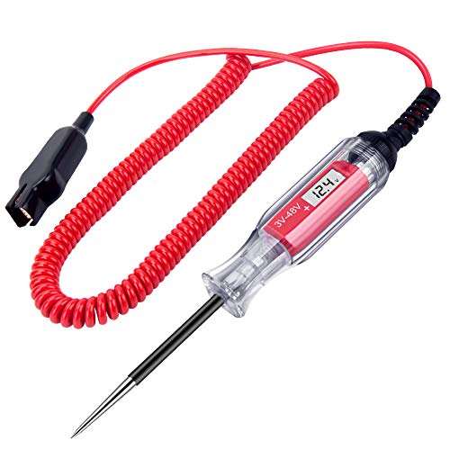Product Cover Large Size Heavy Duty 3-48V Digital LCD Circuit Tester with 140 Inch Extended Spring Wire,Car Truck Low Voltage & Light Tester with Stainless Probe