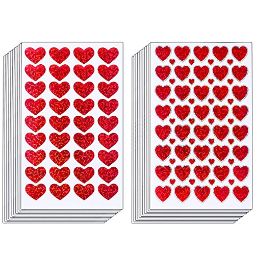 Product Cover Ruisita 60 Sheets Glitter Heart Stickers Valentine's day Love Decorative Sticker for Scrapbooking or Embellishment (Color 1)