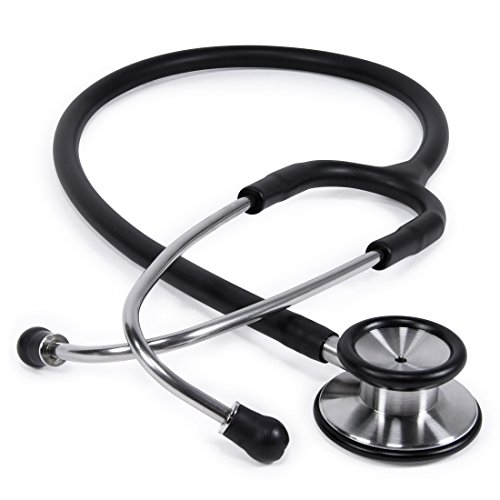Product Cover Clinical Grade Dual-Head Stethoscope by GreaterGoods. Classic Lightweight Design for The Medical Professional (Black Steel)