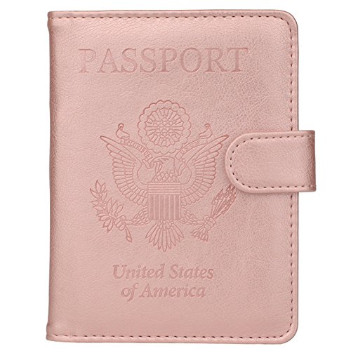 Product Cover GDTK Leather Passport Holder Cover Case RFID Blocking Travel Wallet (Rose Gold)