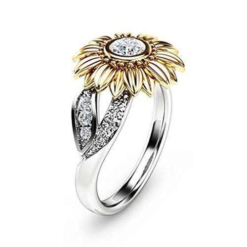 Product Cover DALARAN Sunflower Ring for Women Girls Eternity Band Rings Size 6 7 8 9 10