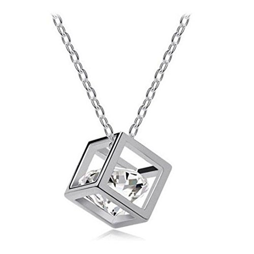 Product Cover iLH Deals Women Chain Crystal Rhinestone Square Pendant Alloy Necklace Jewelry by ZYooh (Silver, S)