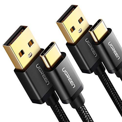 Product Cover UGREEN USB Type C Cable 2Pack USB C to USB A Fast Charger Cable Nylon Braided Charging Cord for Samsung Galaxy S9 S8 Plus Note 8, Pixel 2 XL, LG V30 V20 G5 G6, Nexus 6P 5X, Nintendo Switch, Gopro 6/5