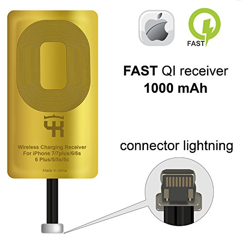 Product Cover QI Receiver for IPhone 5- 5c- SE- 6- 6 Plus- 7- 7 Plus- IPhone Wireless Receiver- QI Receiver- Charging Receiver - QI Wireless Receiver IPhone- QI Wireless Charging Adapter