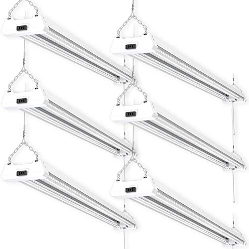 Product Cover Sunco Lighting 6 Pack LED Utility Shop Light, 4 FT, Linkable Integrated Fixture, 40W=260W, 5000K Daylight, 4500 LM, Clear Lens, Surface/Suspension Mount, Pull Chain, Garage - ETL, Energy Star