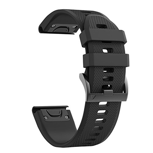Product Cover NotoCity Compatible Fenix 5 Band 22mm Width Soft Silicone Watch Strap for Fenix 5/Fenix 5 Plus/Fenix 6/Fenix 6 Pro/Forerunner 935/Forerunner 945/Approach S60/Quatix 5(Black)