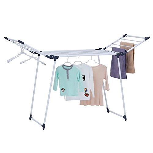 Product Cover YUBELLES Gullwing Multipurpose Clothes Drying Rack, Dark Grey Rustproof Collapsible Stable Durable Laundry Rack