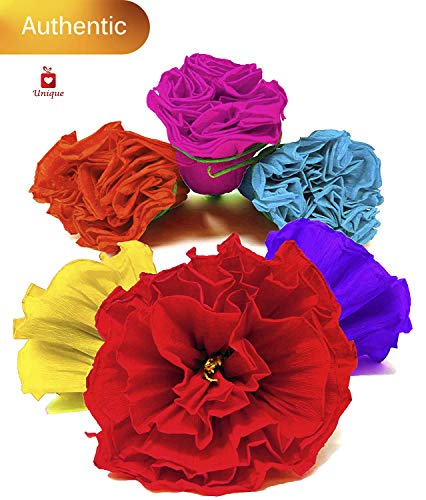 Product Cover Alondra's Imports Uniquely Handcrafted, Festive Mexican Paper Flowers (Party Decorations, Paper Flowers for Decoration, Flor De Papel para Decoracion) Unique Assorted (6 Pack)