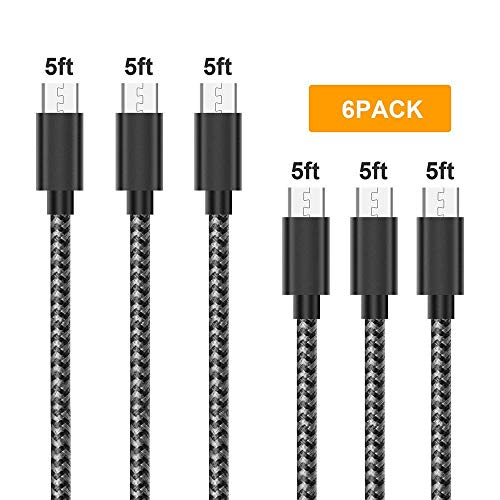 Product Cover Gopala Micro USB Cable Android Charger [6-Pack 5ft] Nylon Braided Fast Sync&Charging Cord for Android, Samsung, Nexus, LG, HTC, Nokia, Sony, and More