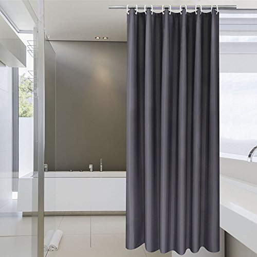 Product Cover AooHome Extra Long Shower Curtain 72 x 84 Inch, Solid Fabric Shower Curtain Liner for Hotel, Waterproof, Dark Grey