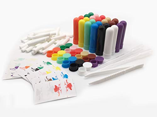 Product Cover zison Nasal Inhaler Tubes - Kit Contains: 24 Empty Nasal Inhaler Tubes (With Wicks) In 12 Different Colors, 12 Extra Wicks,36 Writable Stickers, 2 Mini Droppers And 1 tweezers